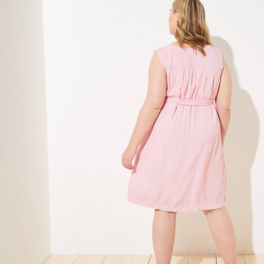 NWT LOFT Sleeveless Shirtdress Pink/White Striped - Picture 3 of 7